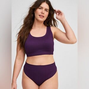 NWT Seamless Ribbed High-Rise Thong Panty, Purple Size 4 4X